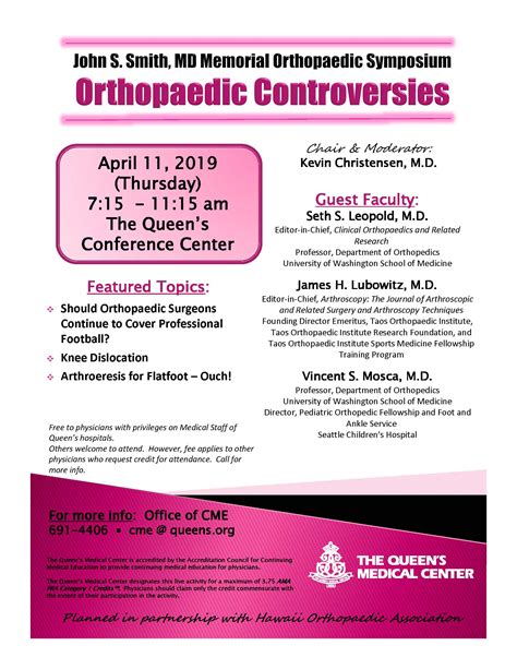 The 2-day symposium is targeted to orthopaedic surgeons, residents, medical students and allied health professionals. . Orthopedic conference hawaii